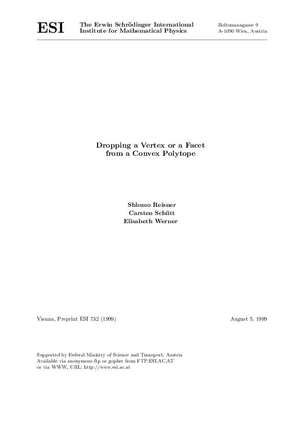 (PDF) Dropping a vertex or a facet from a convex polytope