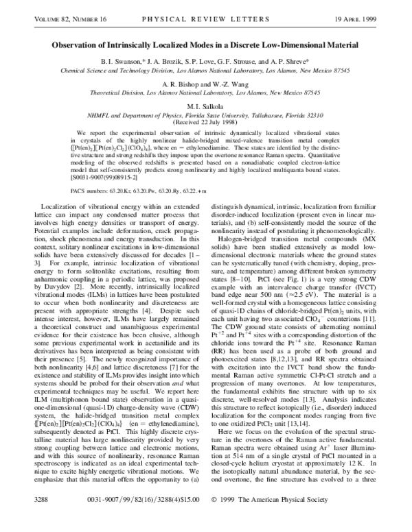 (PDF) Observation of intrinsically localized modes in a discrete low ...
