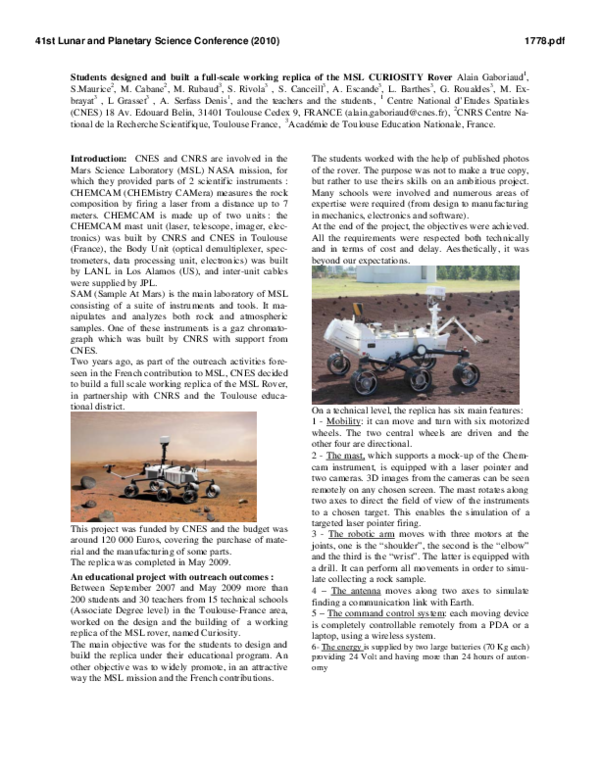 (PDF) Students Designed and Built a Full-Scale Working Replica of the ...