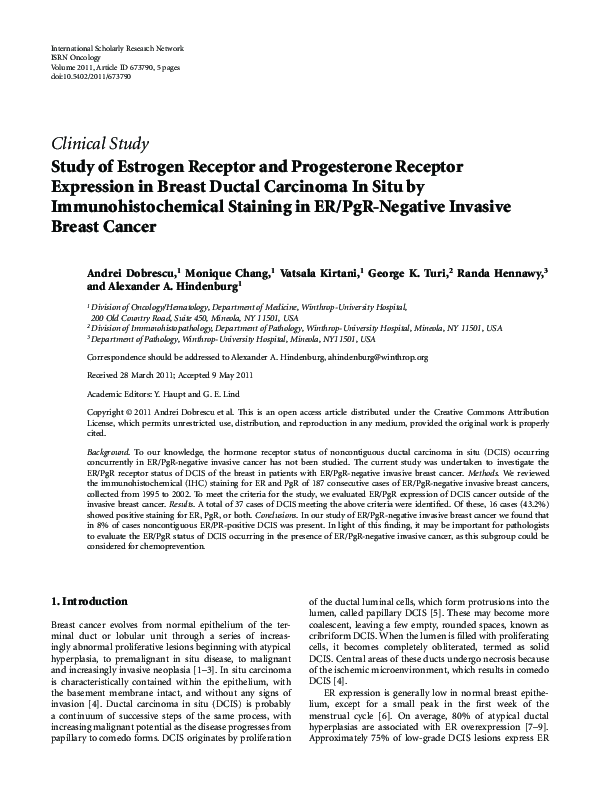 (PDF) Study of Estrogen Receptor and Progesterone Receptor Expression ...