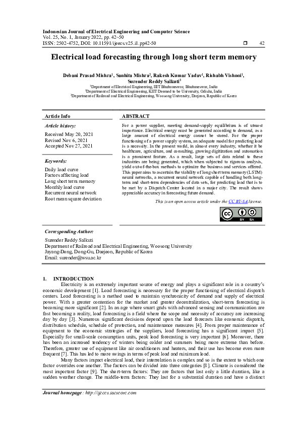 (PDF) Electrical load forecasting through long short term memory