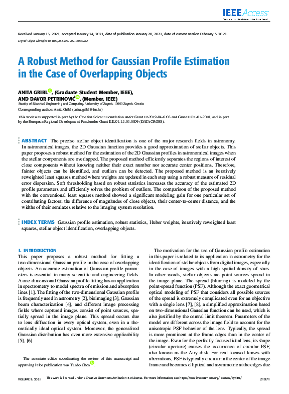 (PDF) A Robust Method for Gaussian Profile Estimation in the Case of ...