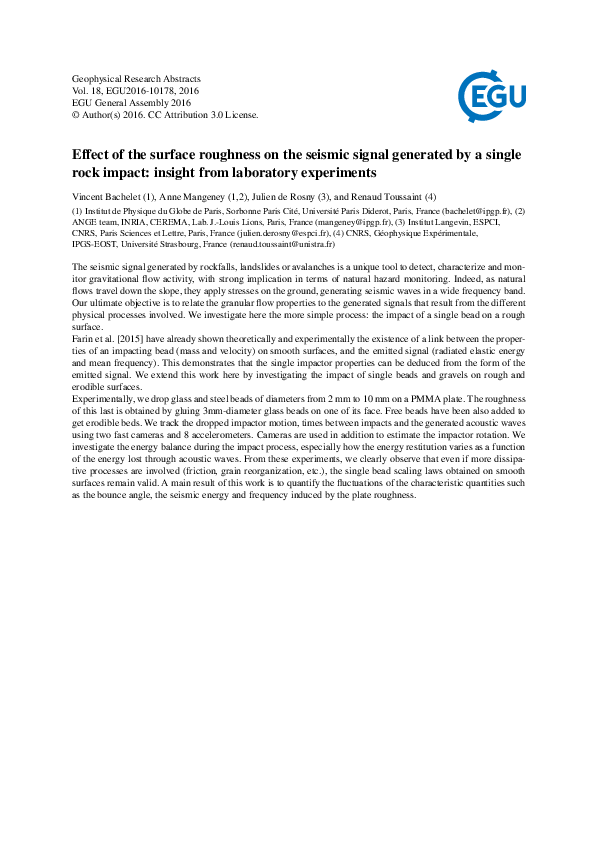 (PDF) Effect of the surface roughness on the seismic signal generated ...