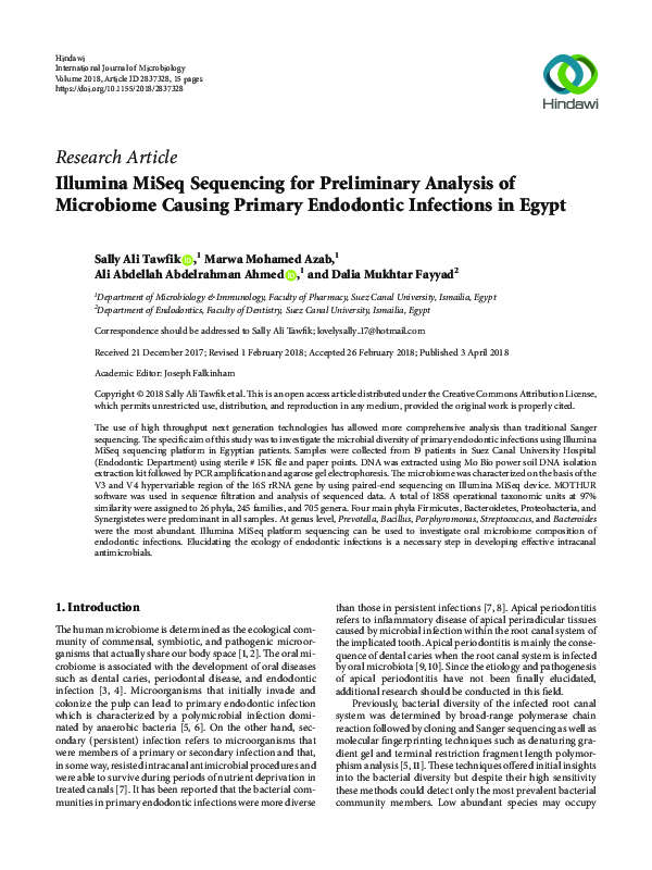 (PDF) Illumina MiSeq Sequencing for Preliminary Analysis of Microbiome ...