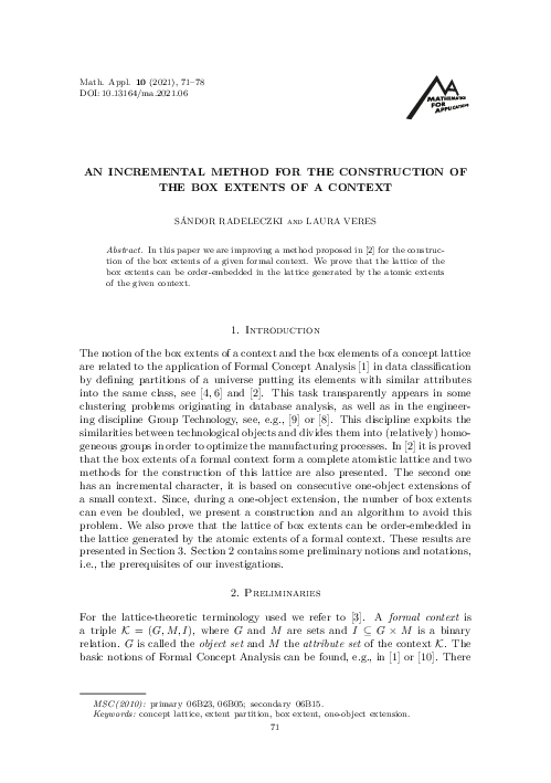 (PDF) An incremental method for the construction of the box extents of ...