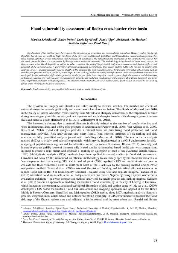 (PDF) Flood vulnerability assessment of Bodva cross-border river basin