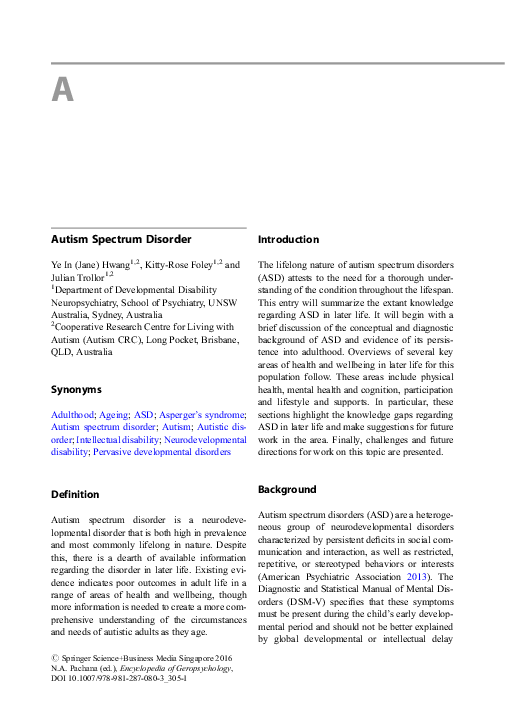 (PDF) Autism Spectrum Disorder