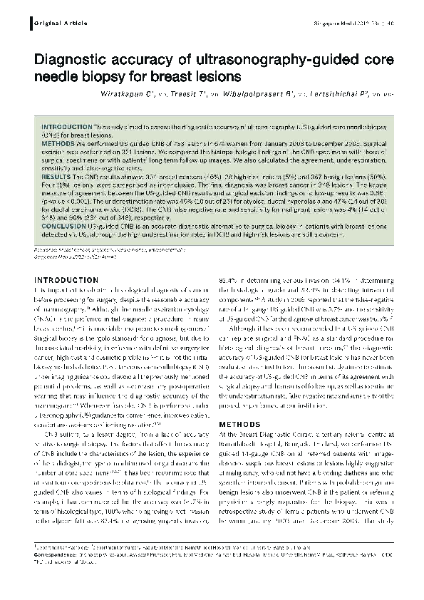 (PDF) Diagnostic accuracy of ultrasonography-guided core needle biopsy ...