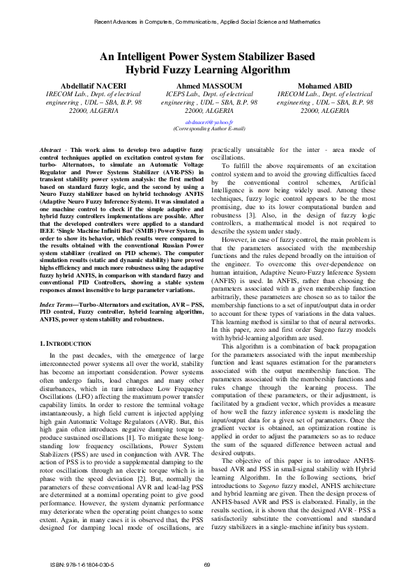 (PDF) An intelligent power system stabilizer based hybrid fuzzy ...