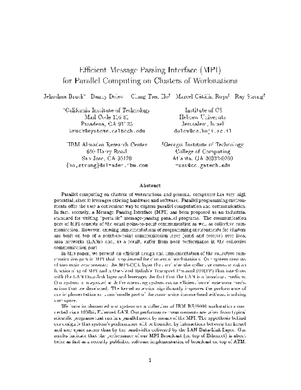 (PDF) Efficient Message Passing Interface (MPI) for Parallel Computing ...