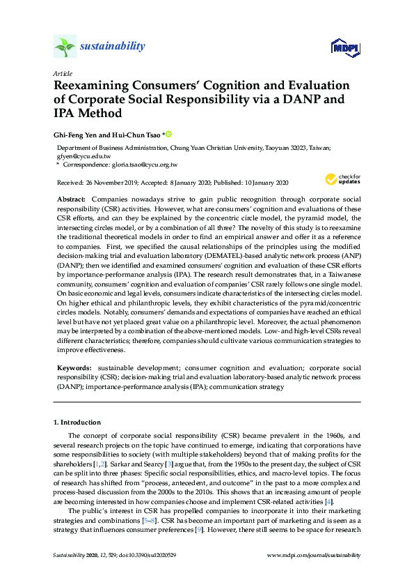 (PDF) Reexamining Consumers’ Cognition and Evaluation of Corporate ...