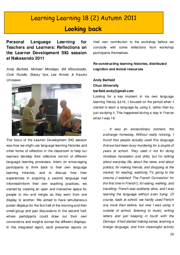(PDF) Personal Language Learning for Teachers and Learners: Reflections ...