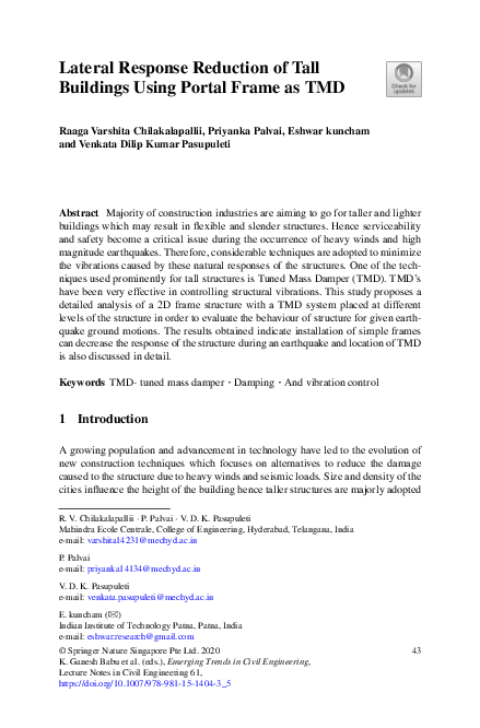 (PDF) Lateral Response Reduction of Tall Buildings Using Portal Frame ...