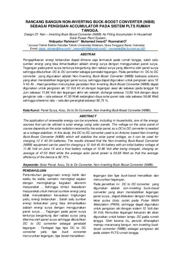 (PDF) RANCANG BANGUN NON-INVERTING BUCK-BOOST CONVERTER (NIBB) SEBAGAI