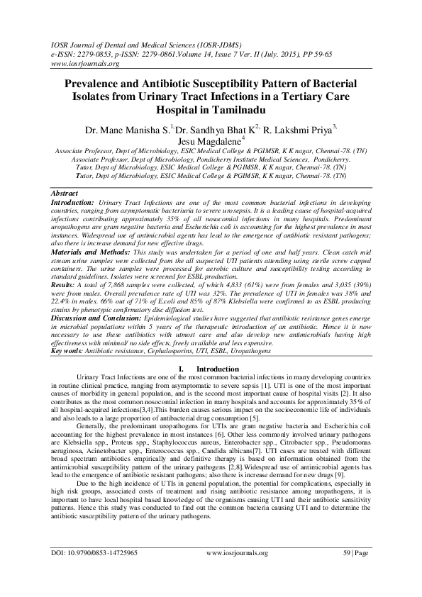 (PDF) Prevalence and Antibiotic Susceptibility Pattern of Bacterial ...