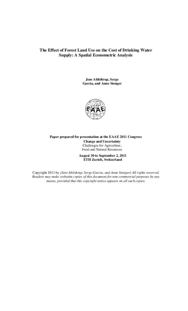 The effect of forest land use on the cost of drinking water supply: A spatial econometric analysis