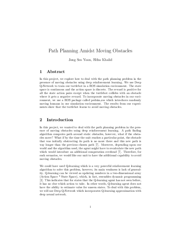 (PDF) Path Planning Amidst Moving Obstacles