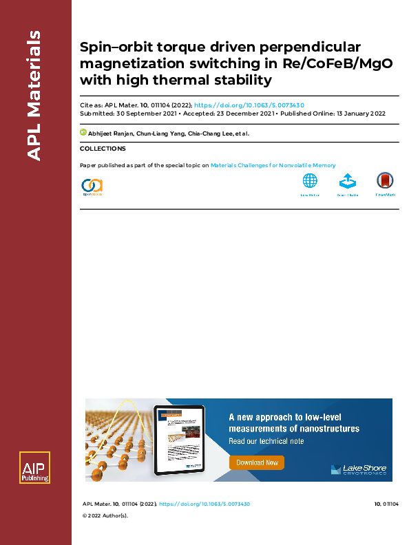 (PDF) Spin–orbit torque driven perpendicular magnetization switching in ...