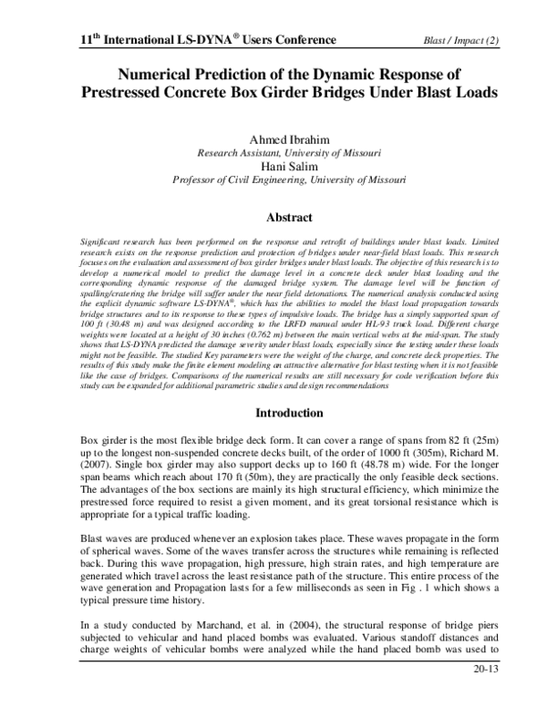 (PDF) Numerical Prediction of the Dynamic Response of Prestressed ...