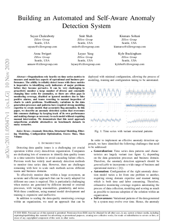 (PDF) Building an Automated and Self-Aware Anomaly Detection System