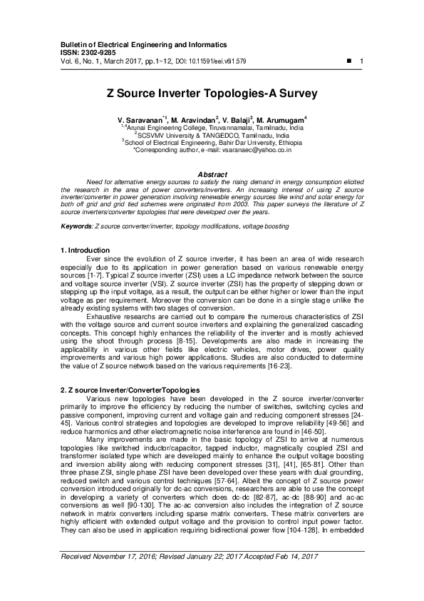 (PDF) Z Source Inverter Topologies-A Survey
