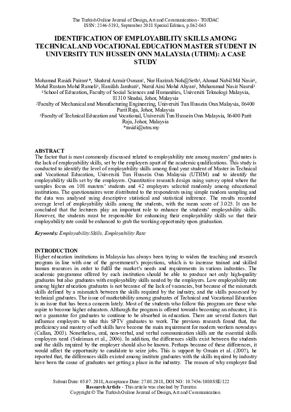 (PDF) Identification of Employability Skills Among Technical and ...