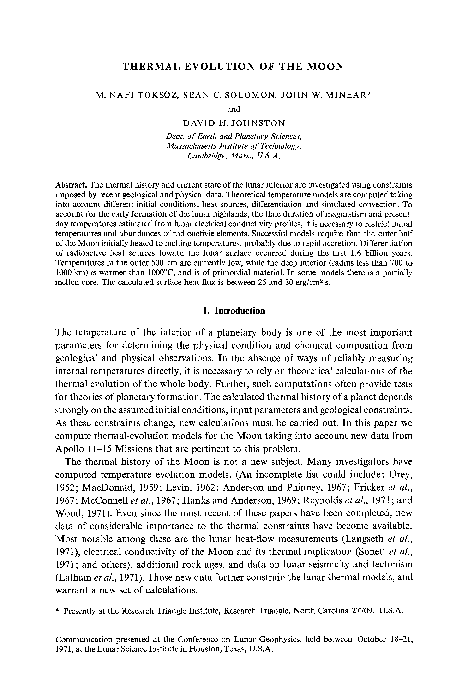 (PDF) Thermal evolution of the moon