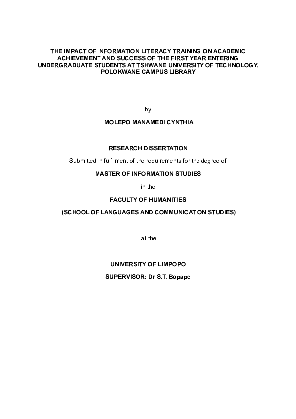 (PDF) The impact of Information literacy training on academic ...