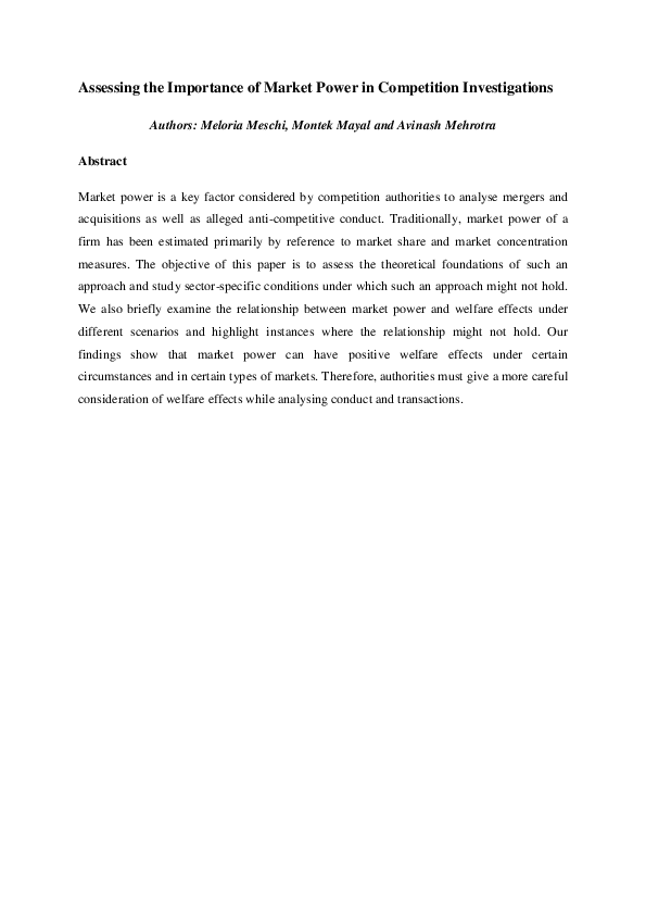 (PDF) Assessing the Importance of Market Power in Competition ...