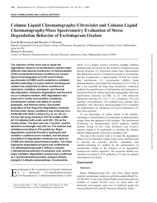 (PDF) Column liquid chromatography-ultraviolet and column liquid ...