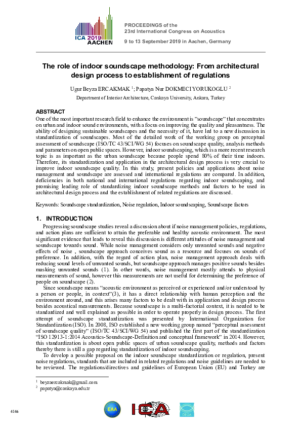 (PDF) The role of indoor soundscape methodology : From architectural ...