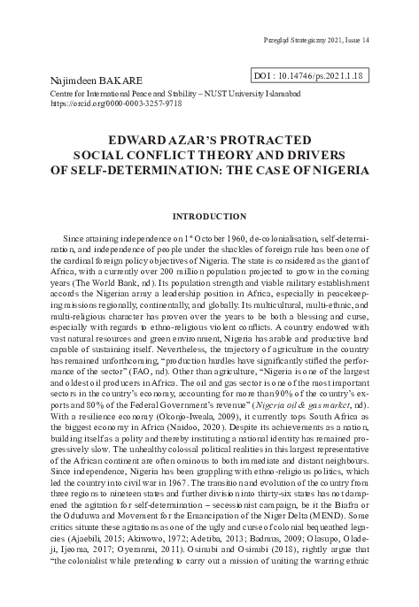 (PDF) Edward Azar’s Protracted Social Conflict Theory and Drivers of ...