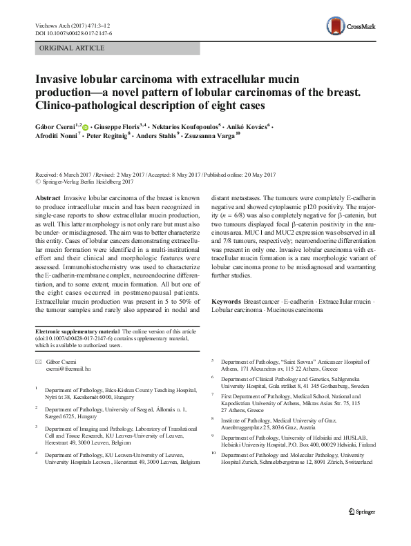 (PDF) Invasive lobular carcinoma with extracellular mucin production—a ...