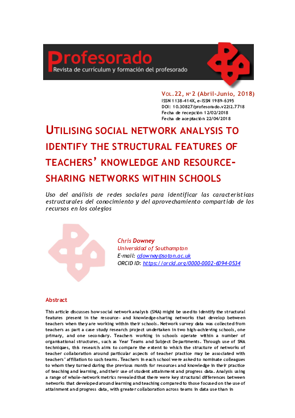 (PDF) Utilising Social Network Analysis to Identify the Structural ...