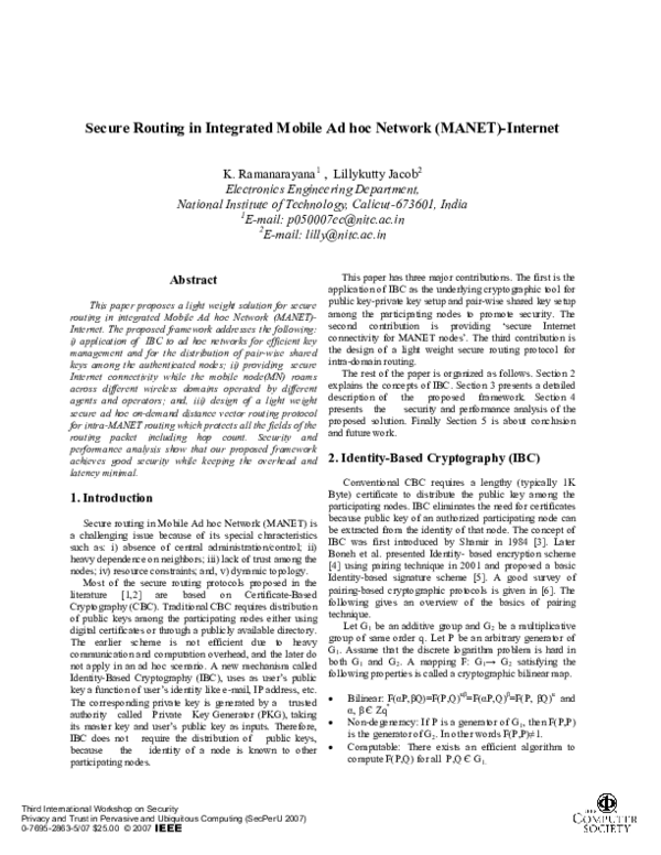 (PDF) Secure Routing in Integrated Mobile Ad hoc Network (MANET)Internet