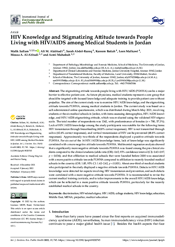 (PDF) HIV Knowledge and Stigmatizing Attitude towards People Living ...