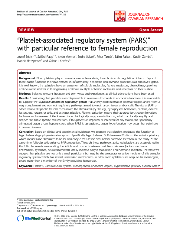 (PDF) REVIEW Open Access “Platelet-associated regulatory system (PARS ...