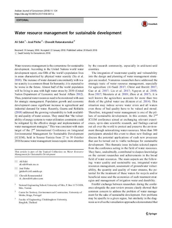 (PDF) Water resource management for sustainable development