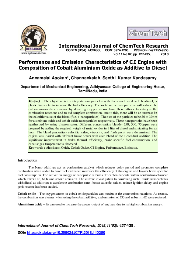 (PDF) Performance and emission characteristics of C.I. engine with ...