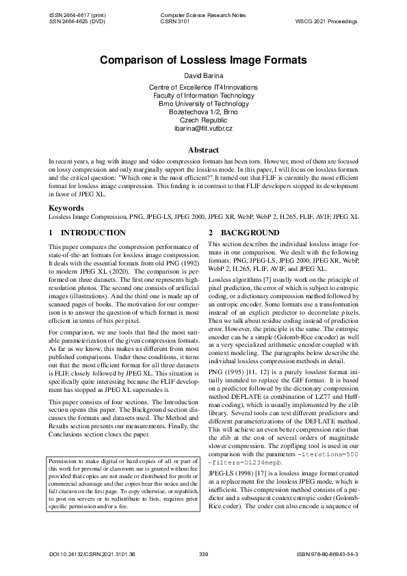  PDF Comparison Of Lossless Image Formats David Barina Academia edu