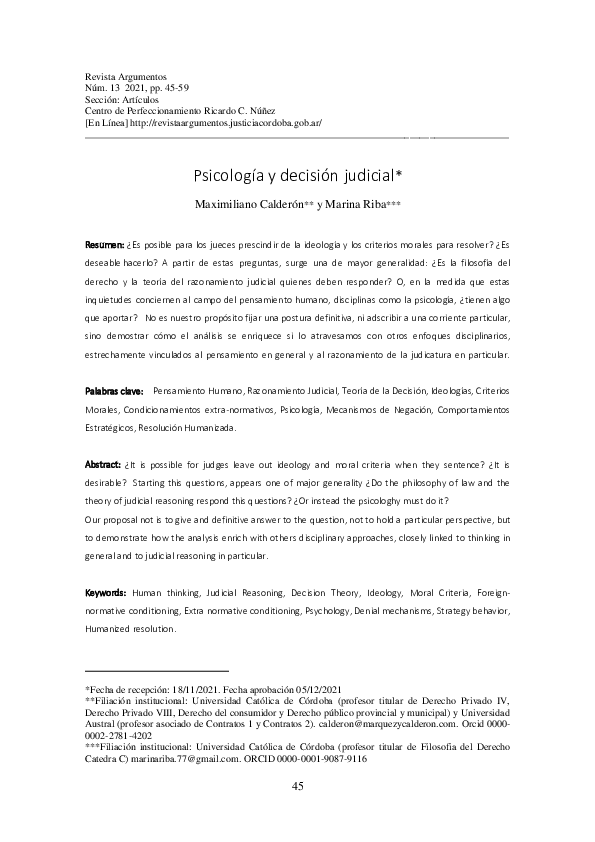 Psicología y decisión judicial