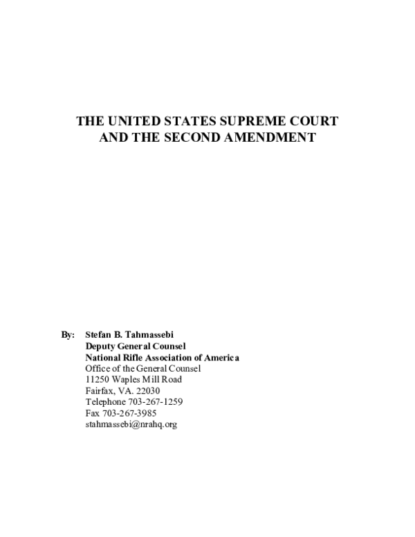 (PDF) The United States Supreme Court and the Second Amendment