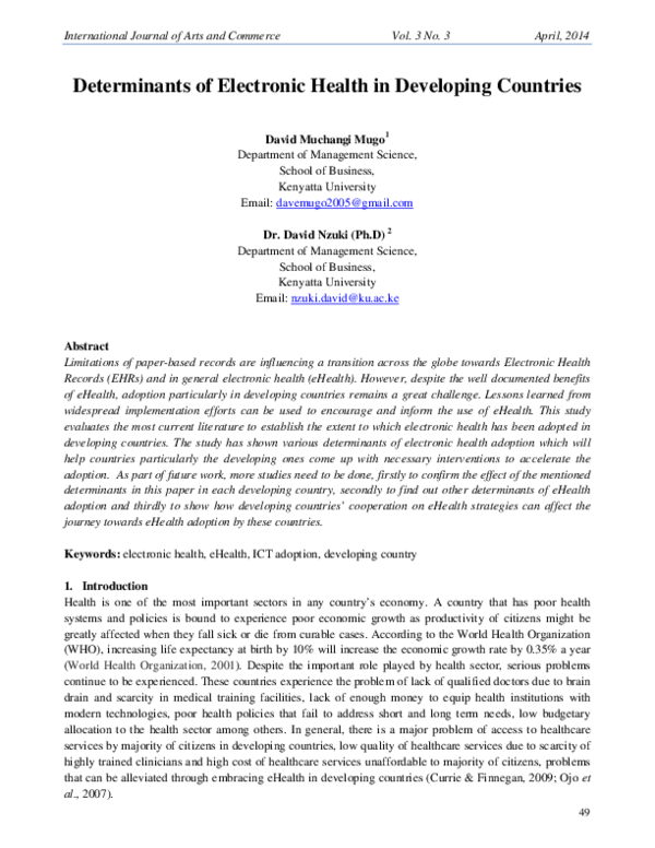 (PDF) Determinants of Electronic Health in Developing Countries