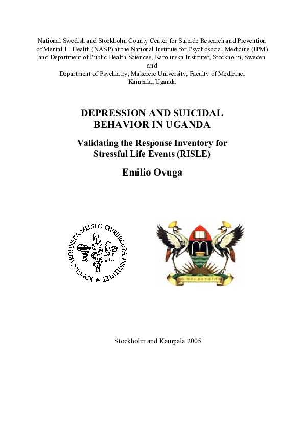 (PDF) The prevalence of depression in two districts of Uganda