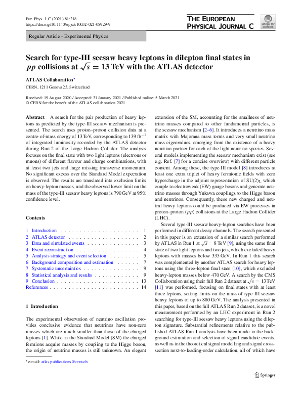 (PDF) Search for type-III seesaw heavy leptons in dilepton final states ...