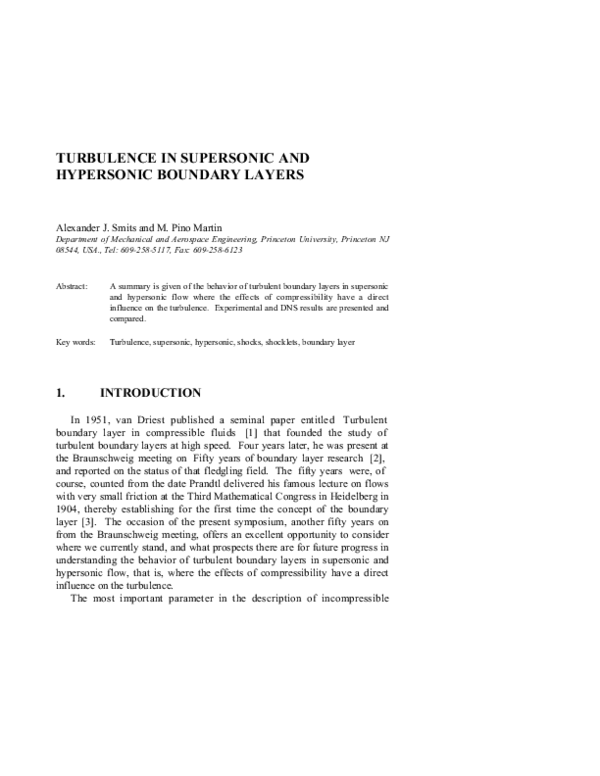 (PDF) Turbulence in Supersonic and Hypersonic Boundary Layers