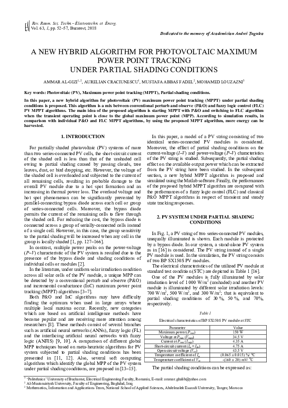 (PDF) A New Hybrid Algorithm for Photovoltaic Maximum Power Point ...