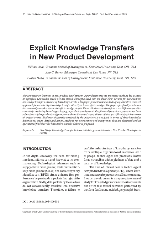 (PDF) Explicit Knowledge Transfers in New Product Development