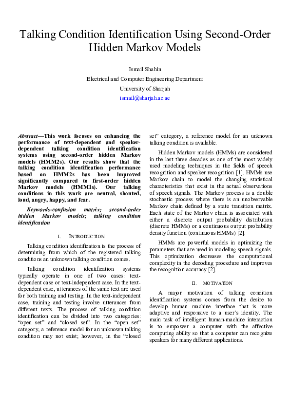 (PDF) Talking Condition Identification Using Second-Order Hidden Markov ...