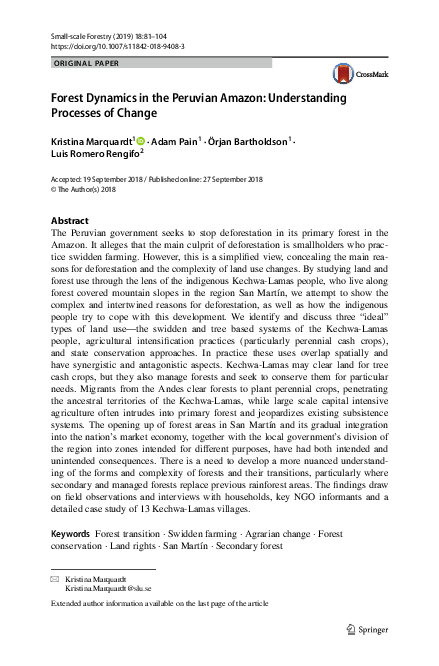 (PDF) Forest Dynamics in the Peruvian Amazon: Understanding Processes ...